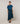 Jupe longue asymétrique en toile imprimée - Bleu