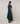 Jupe longue asymétrique en toile imprimée - Bleu