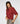 Pull col rond manches 3/4 en laine mérinos - Rouge Foncé
