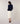Pull col rond jacquard - Bleu Marine